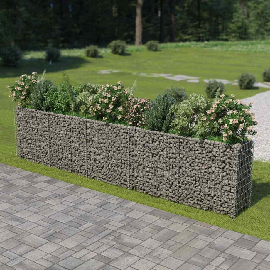 vidaXL Gabion plantenbak verhoogd 450x50x100 cm gegalvaniseerd staal afbeelding 1