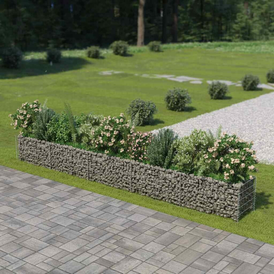 vidaXL Gabion plantenbak verhoogd 450x50x50 cm gegalvaniseerd staal afbeelding 1