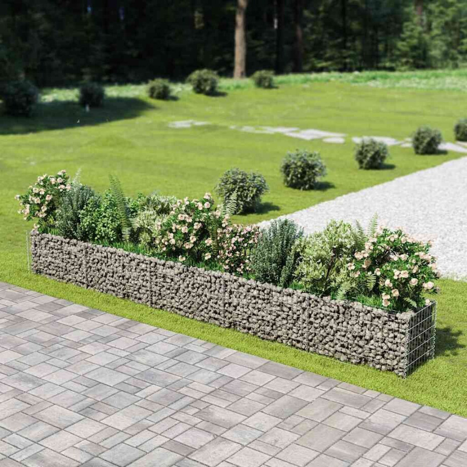 vidaXL Gabion plantenbak verhoogd 450x50x50 cm gegalvaniseerd staal afbeelding 1