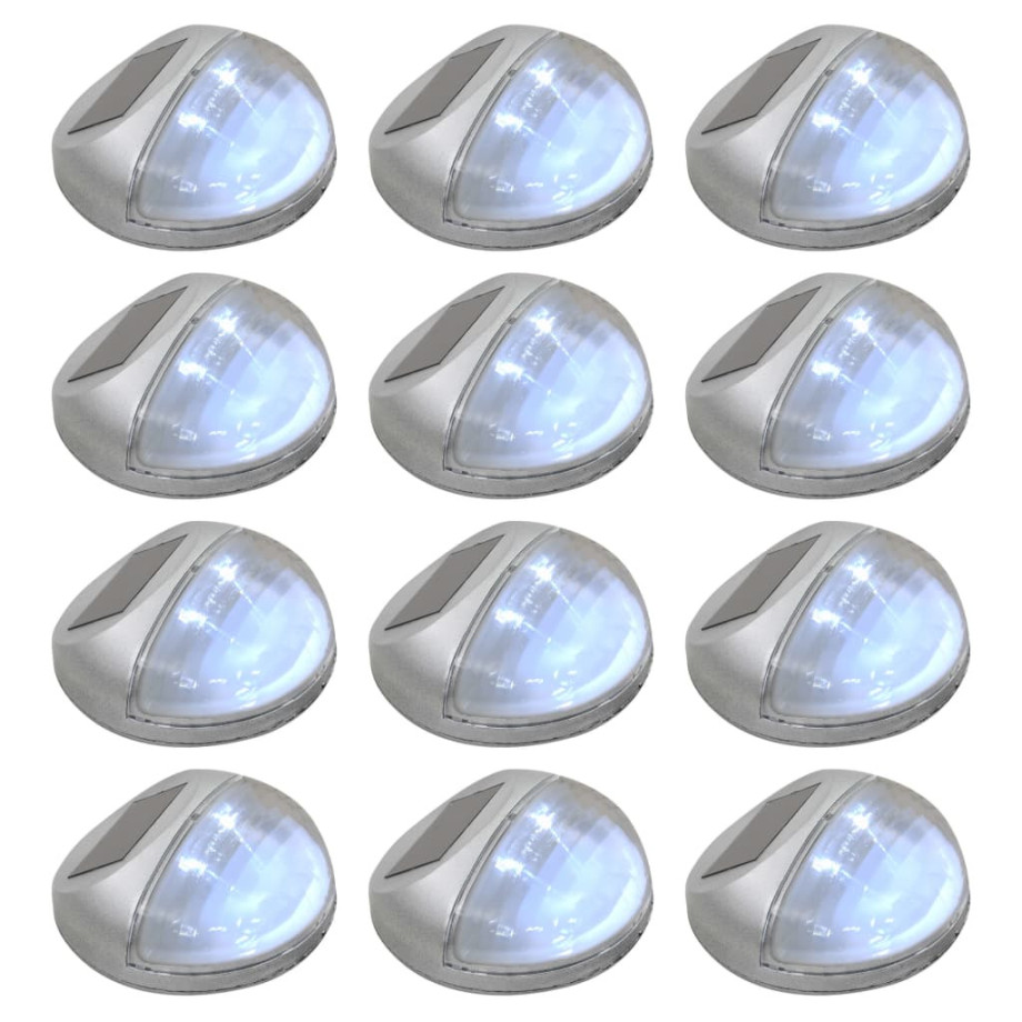 vidaXL LED-wandlampen solar rond zilver 12 st afbeelding 1