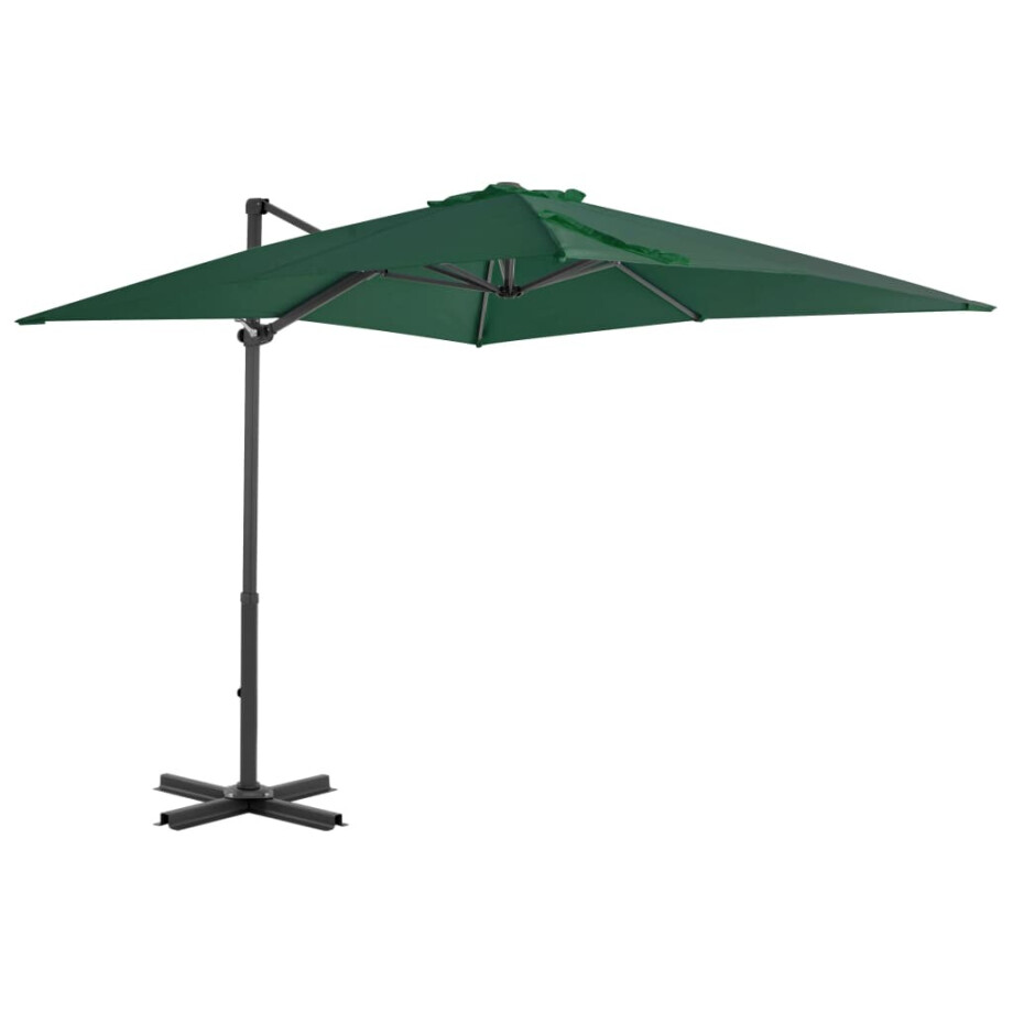 vidaXL Zweefparasol met aluminium paal 250x250 cm groen afbeelding 1