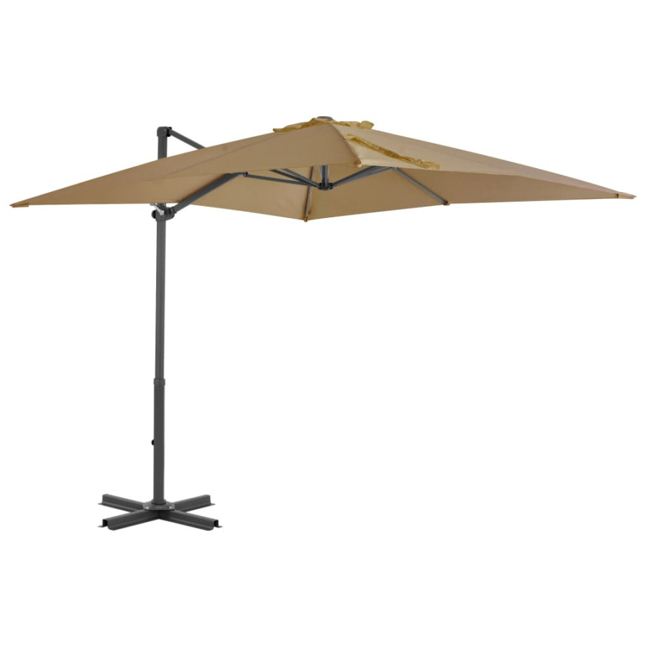 vidaXL Zweefparasol met aluminium paal 250x250 cm taupe afbeelding 1