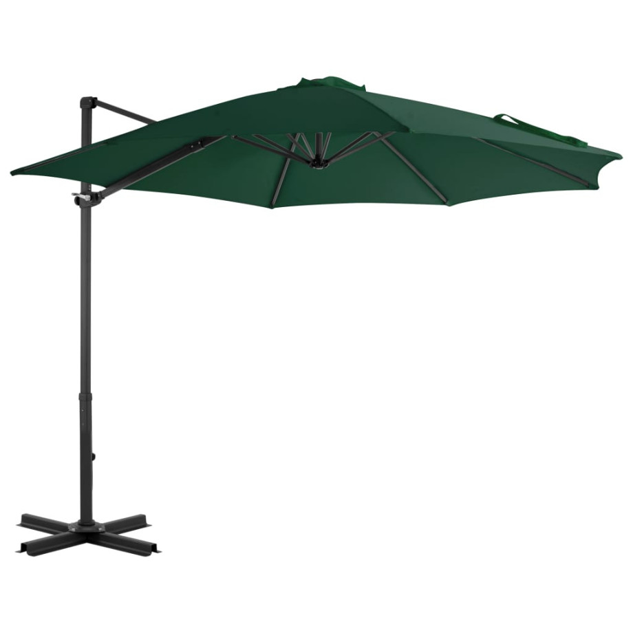 vidaXL Zweefparasol met aluminium paal 300 cm groen afbeelding 1