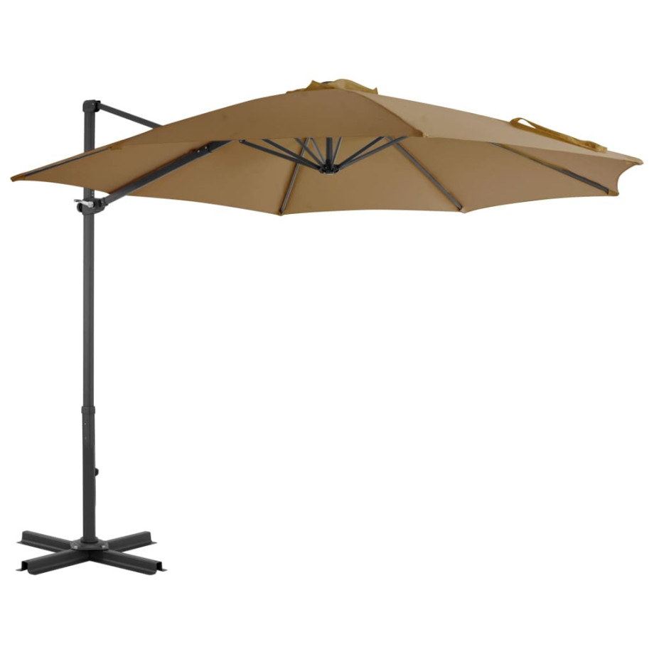 vidaXL Zweefparasol met aluminium paal 300 cm taupe afbeelding 1