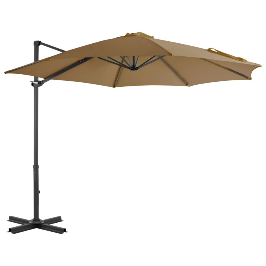 vidaXL Zweefparasol met aluminium paal 300 cm taupe vidaXL Zweefparasol met aluminium paal 300 cm taupe afbeelding 1