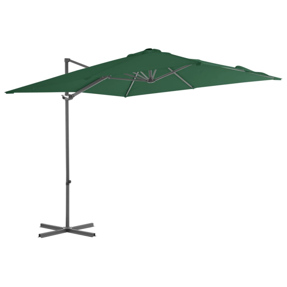 vidaXL Zweefparasol met stalen paal 250x250 cm groen afbeelding 1