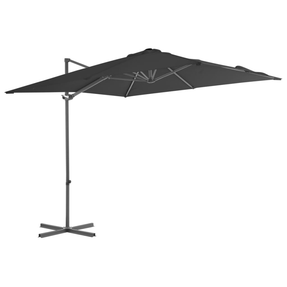 vidaXL Zweefparasol met stalen paal 250x250 cm antracietkleurig afbeelding 1