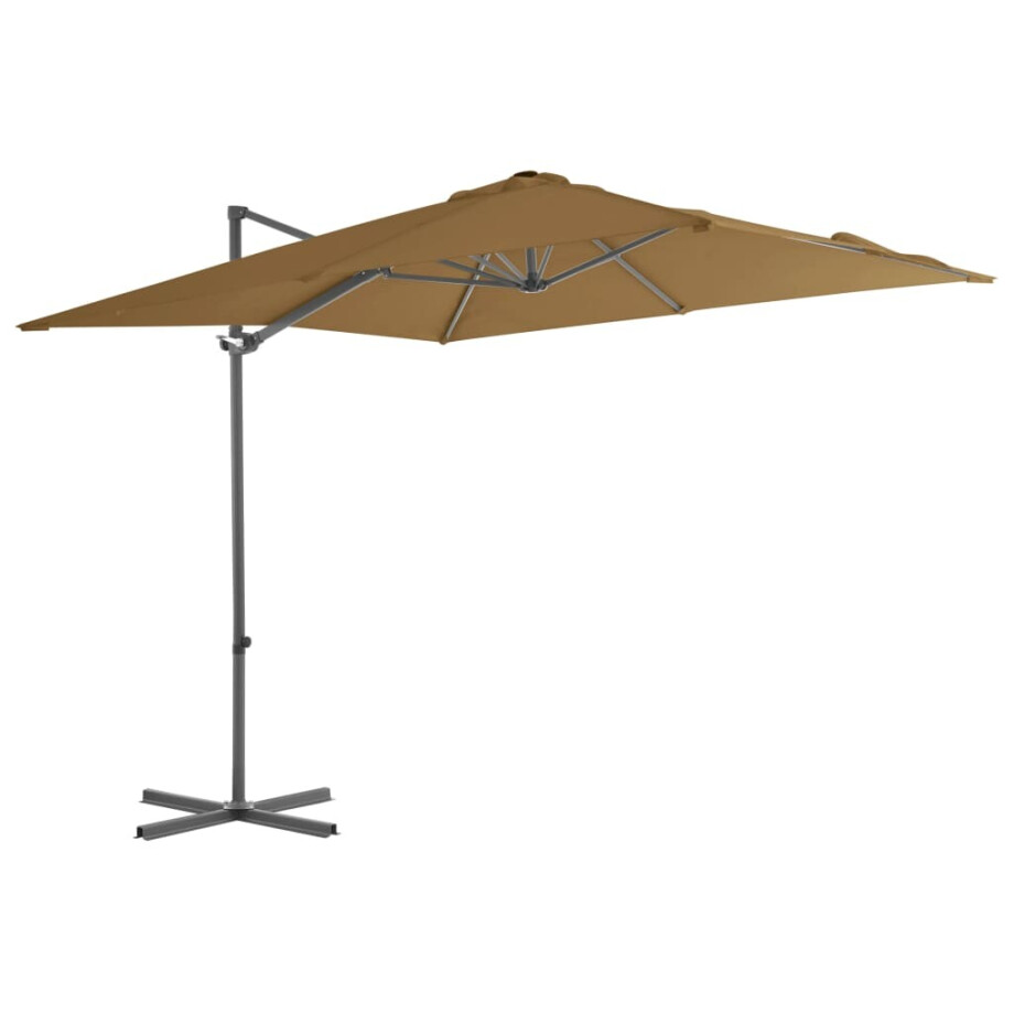 vidaXL Zweefparasol met stalen paal 250x250 cm taupe vidaXL Zweefparasol met stalen paal 250x250 cm taupe afbeelding 1