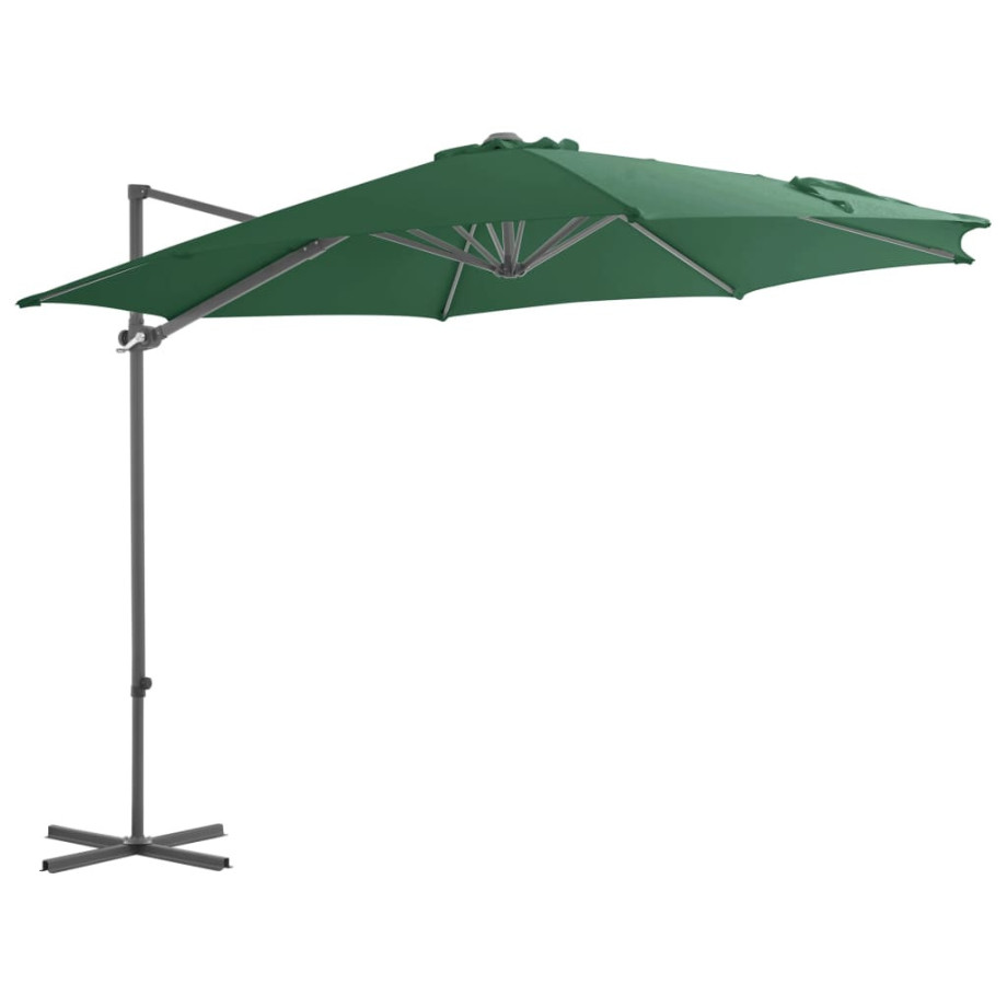 vidaXL Zweefparasol met stalen paal 300 cm groen afbeelding 1