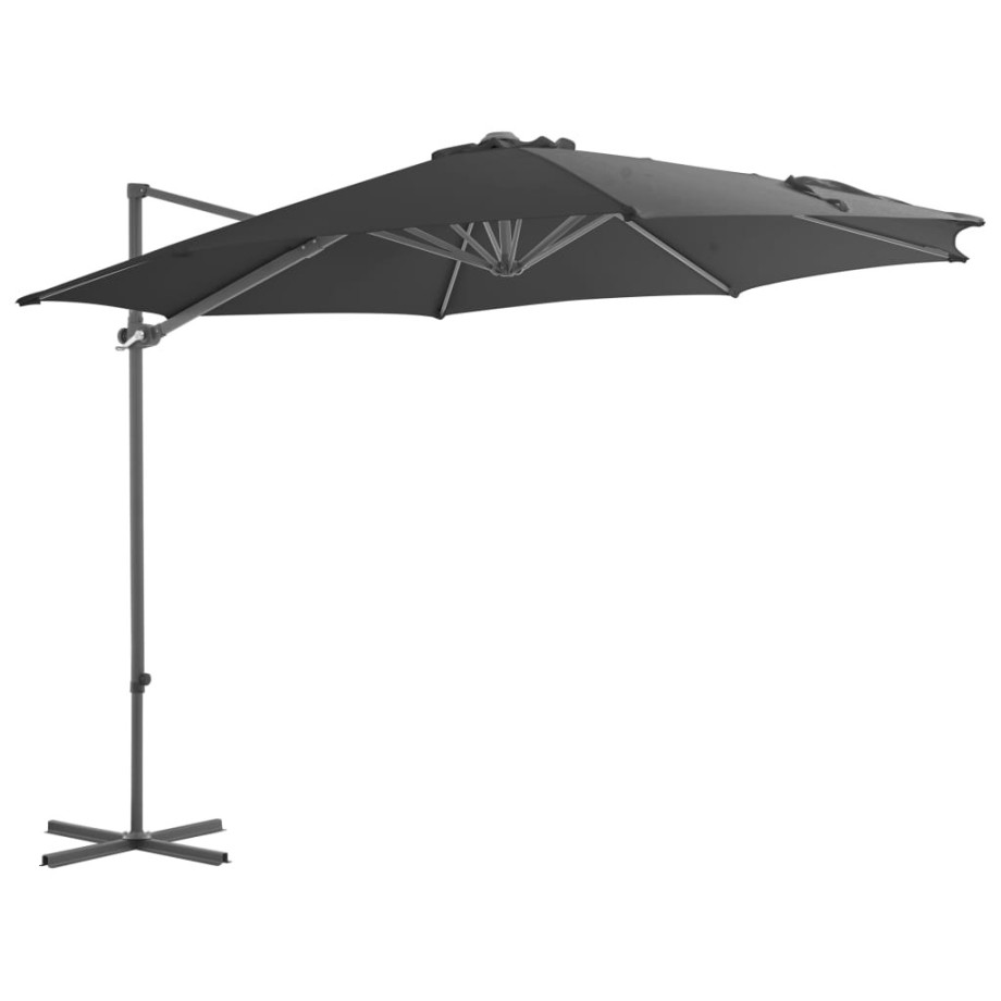 vidaXL Zweefparasol met stalen paal 300 cm antracietkleurig afbeelding 1