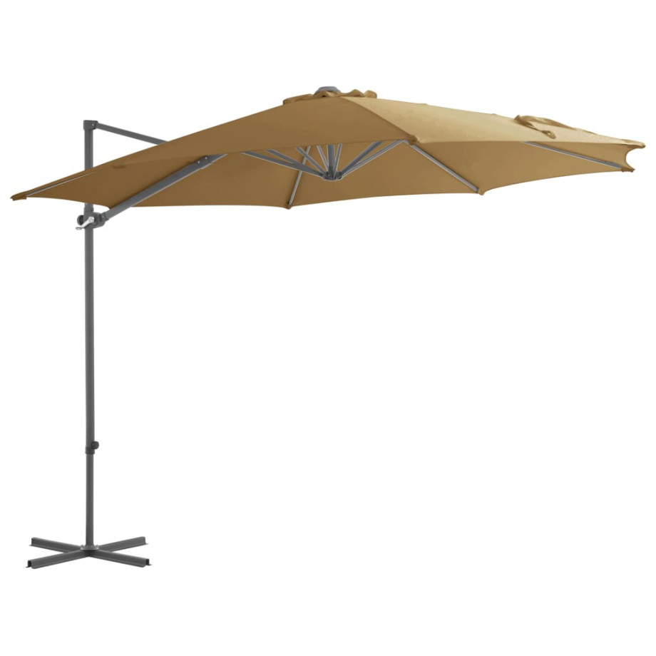 vidaXL Zweefparasol met stalen paal 300 cm taupe afbeelding 1