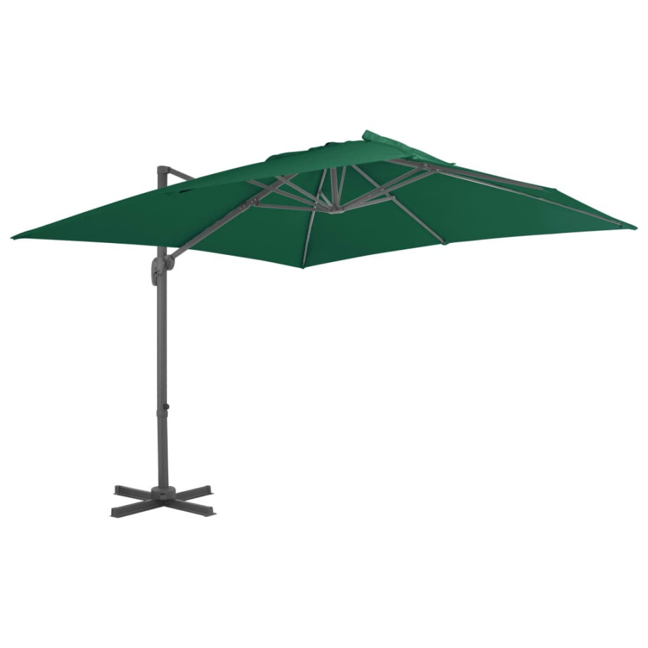 vidaXL Zweefparasol met aluminium paal 300x300 cm groen afbeelding 1