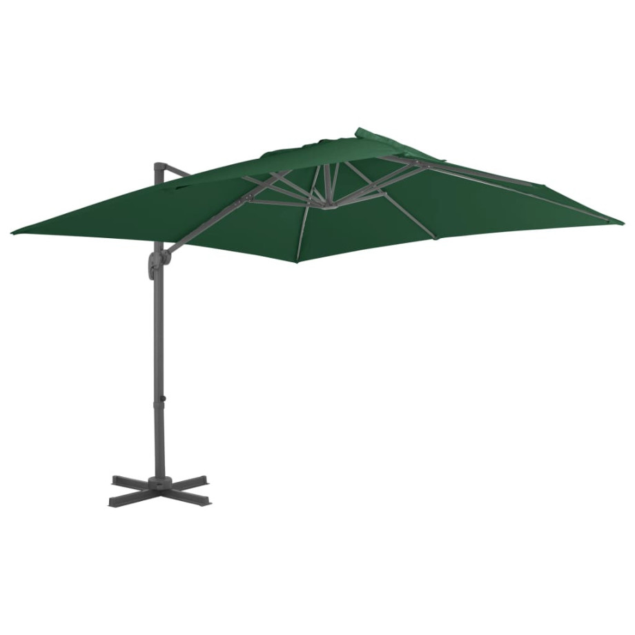 vidaXL Zweefparasol met aluminium paal 400x300 cm groen afbeelding 1