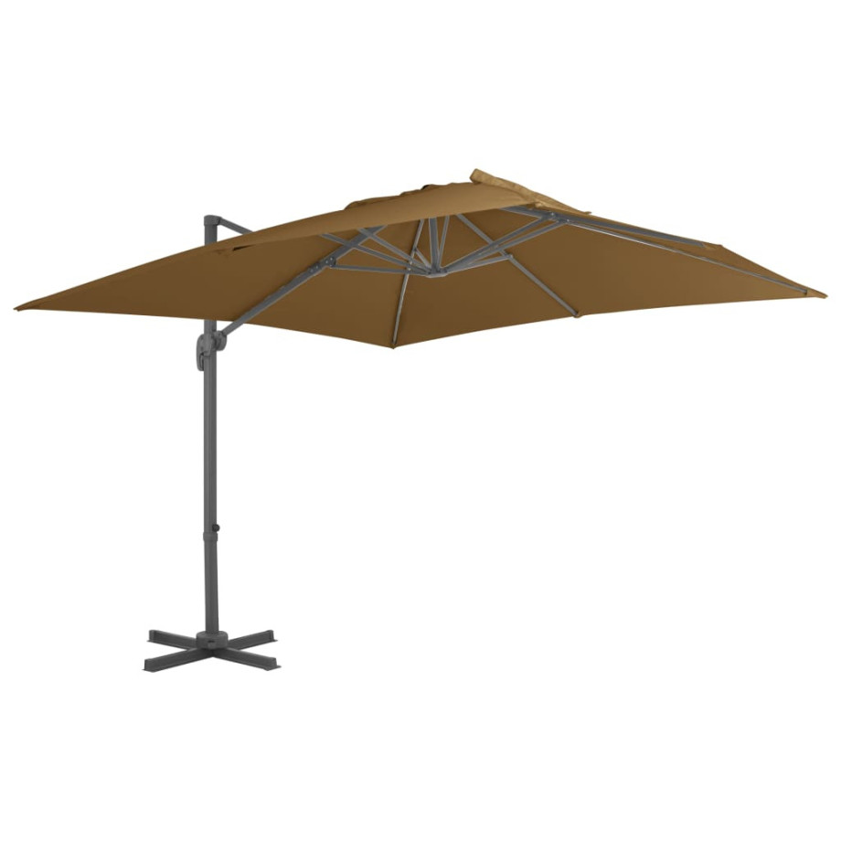 vidaXL Zweefparasol met aluminium paal 300x300 cm taupe afbeelding 1