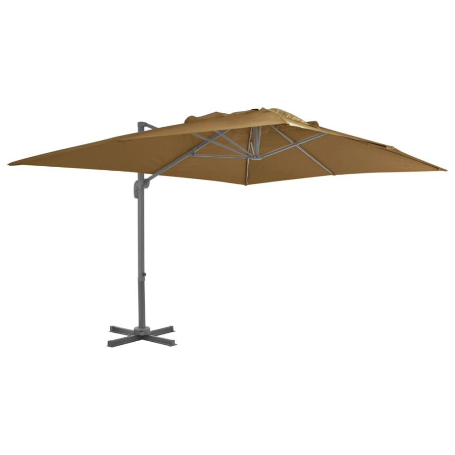 vidaXL Zwevende parasol met aluminium paal 400x300 cm taupe vidaXL Zwevende parasol met aluminium paal 400x300 cm taupe afbeelding 1