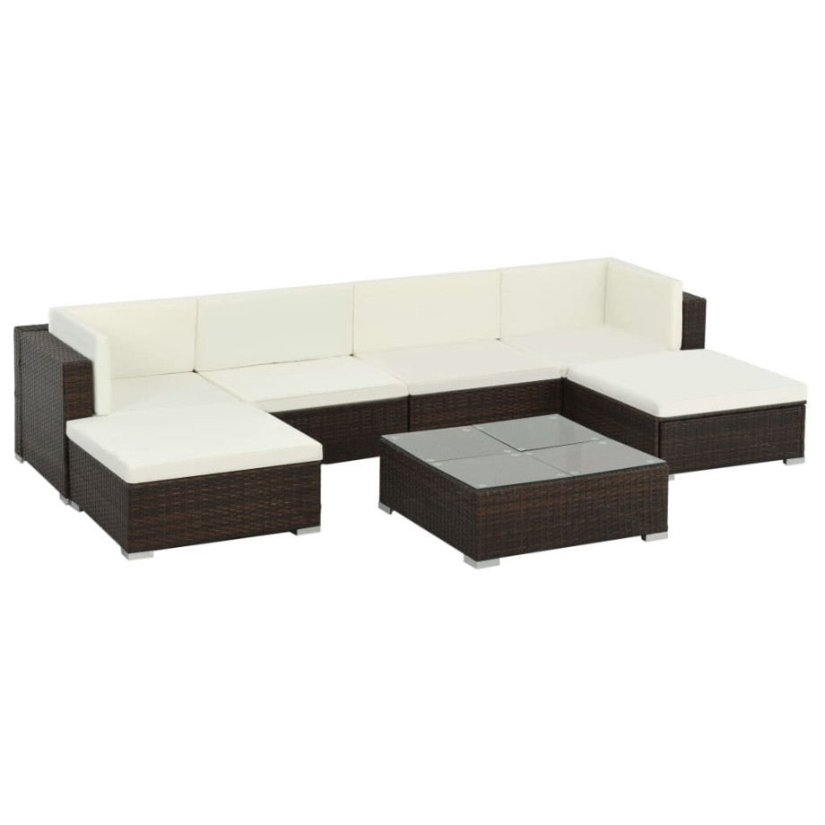 vidaXL 7-delige Loungeset met kussens poly rattan bruin afbeelding 1