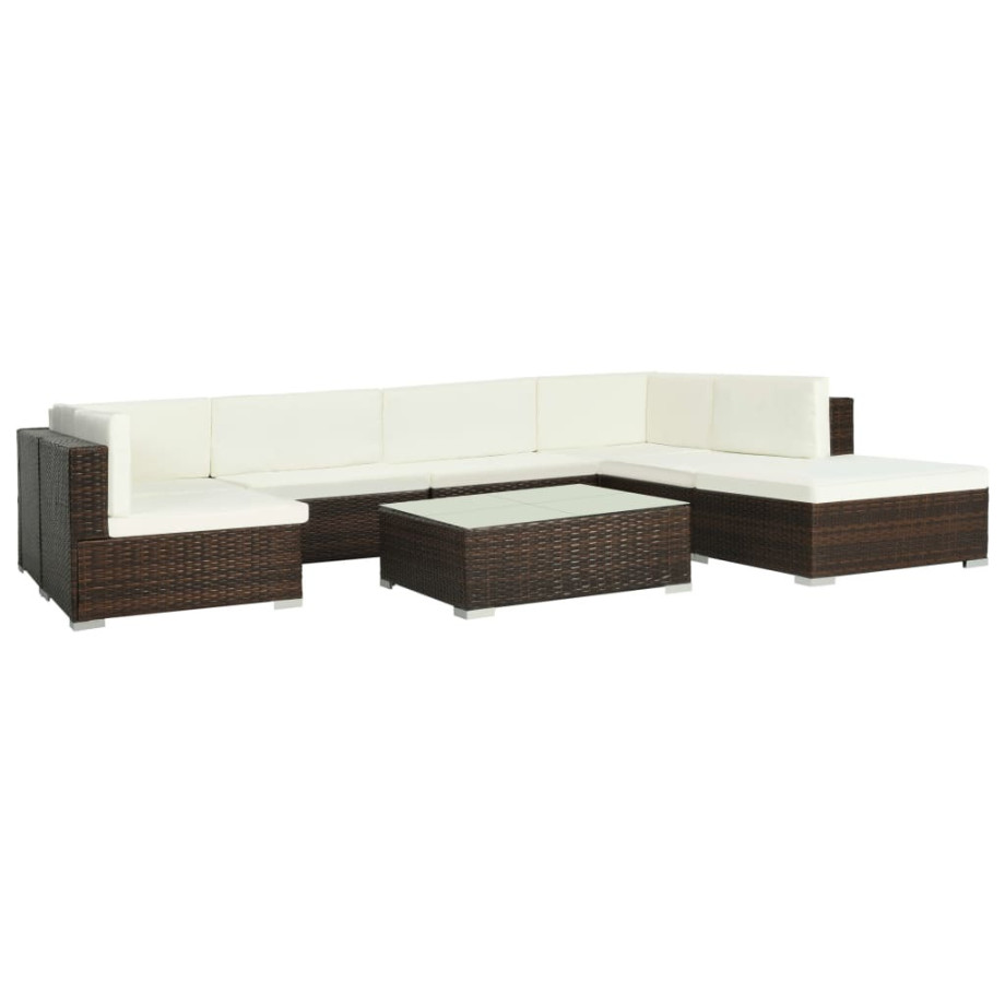 vidaXL 8-delige Loungeset met kussens poly rattan bruin afbeelding 1