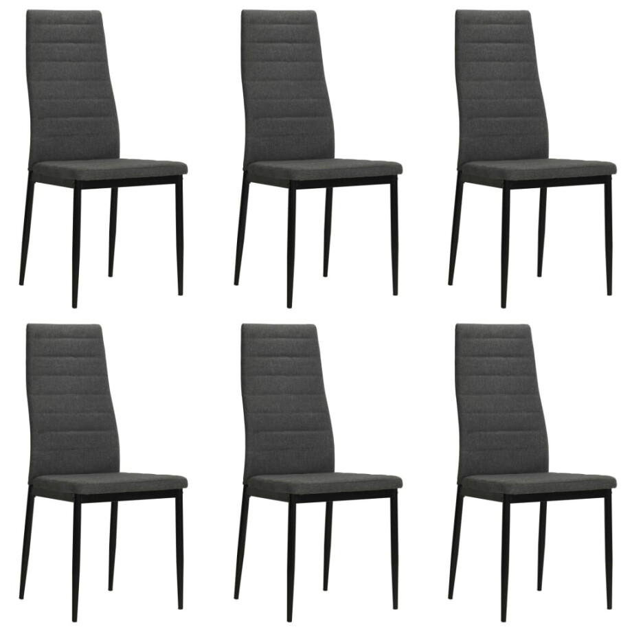 vidaXL Eetkamerstoelen 6 st stof donkergrijs vidaXL Eetkamerstoelen 6 st stof donkergrijs afbeelding 1