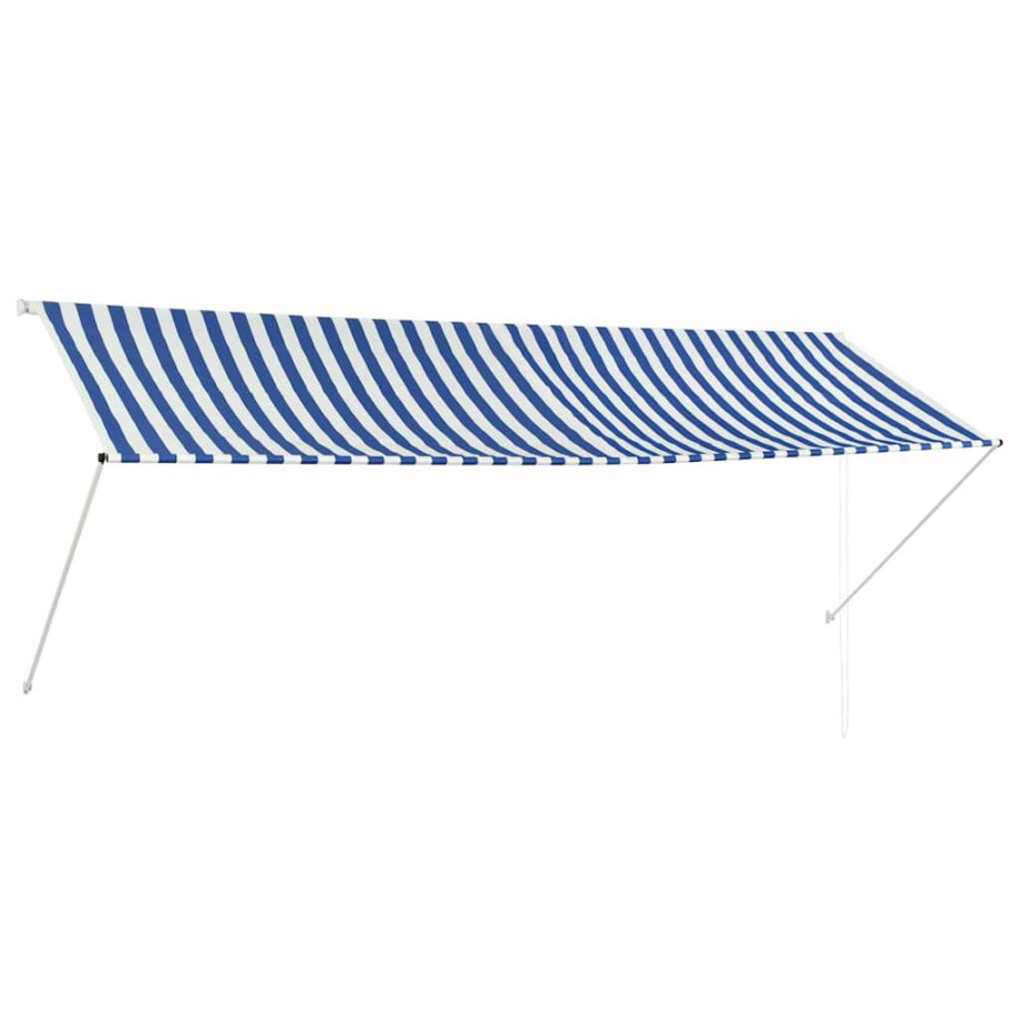 vidaXL Luifel uittrekbaar 350x150 cm blauw en wit afbeelding 1