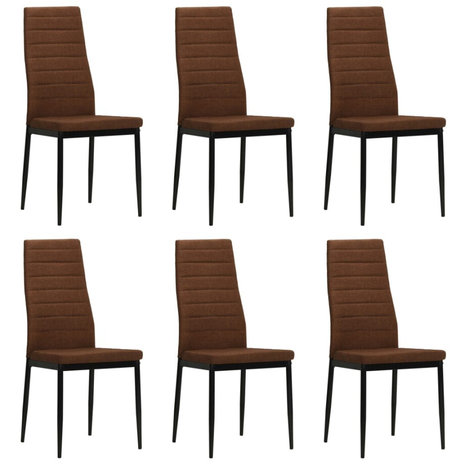 vidaXL Eetkamerstoelen 6 st stof bruin vidaXL Eetkamerstoelen 6 st stof bruin afbeelding 1