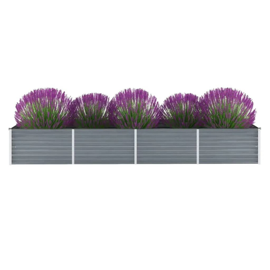 vidaXL Plantenbak verhoogd 320x80x45 cm gegalvaniseerd staal grijs afbeelding 1