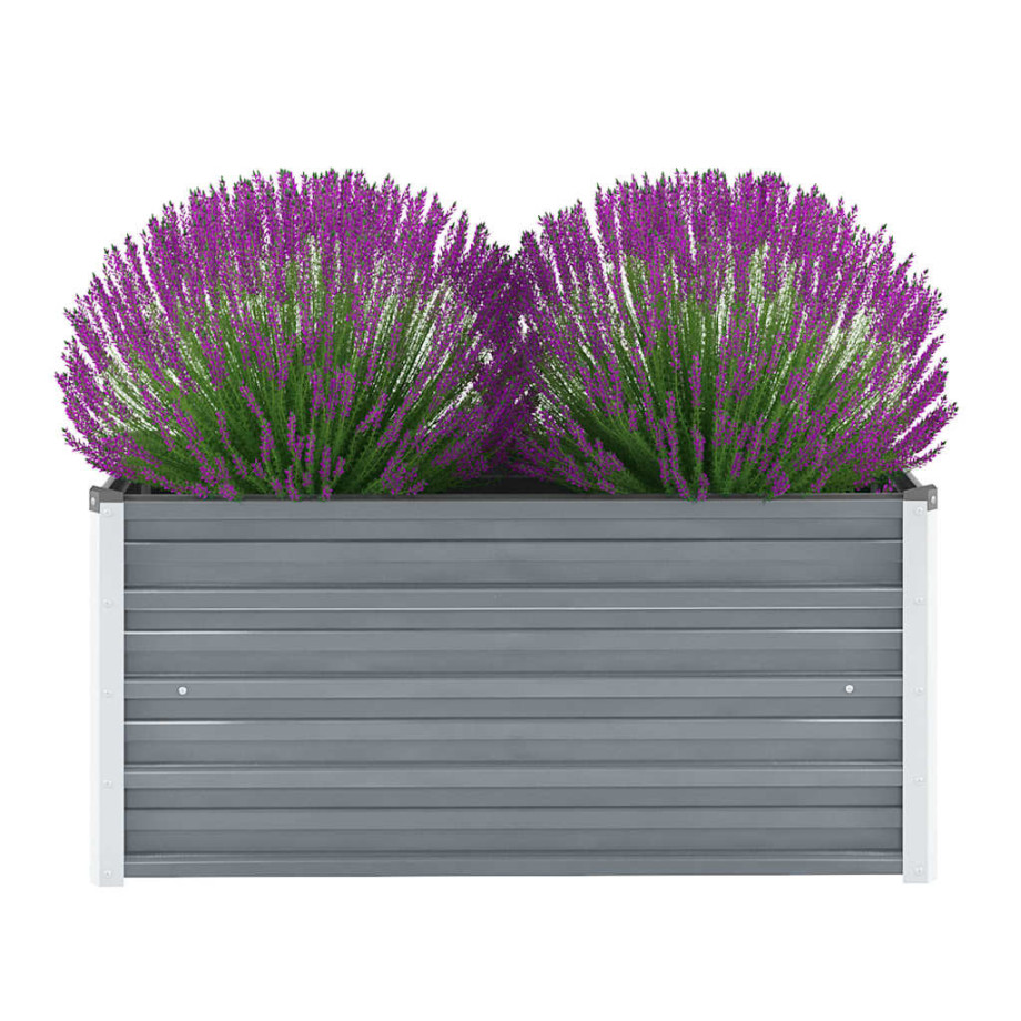 vidaXL Plantenbak verhoogd 100x40x45 cm gegalvaniseerd staal grijs afbeelding 1