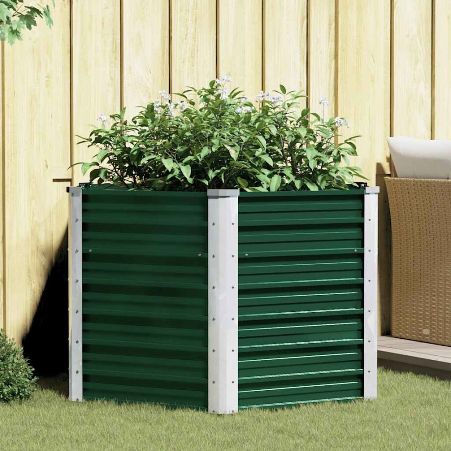 vidaXL Plantenbak verhoogd 129x129x77 cm gegalvaniseerd staal groen vidaXL Plantenbak verhoogd 129x129x77 cm gegalvaniseerd staal groen afbeelding 1