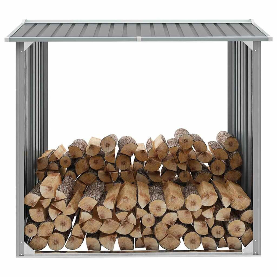 vidaXL Haardhoutschuur 172x91x154 cm gegalvaniseerd staal grijs afbeelding 1