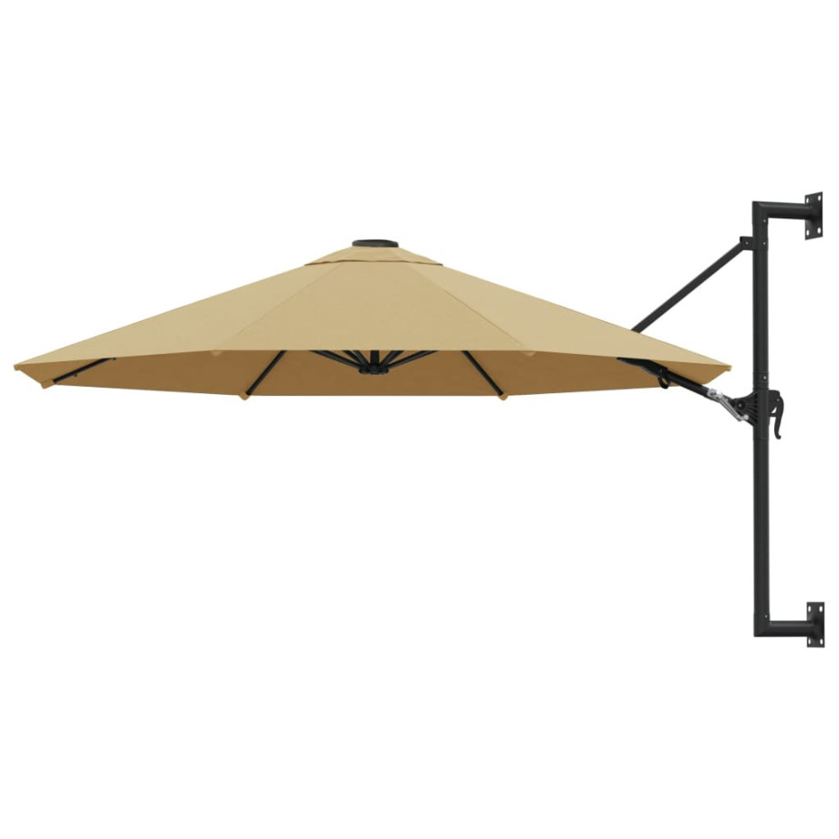 vidaXL Wandparasol met metalen paal 300 cm taupe afbeelding 1