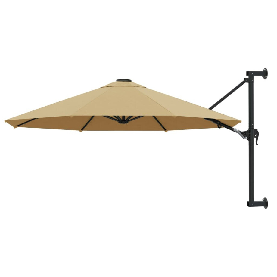 vidaXL Wandparasol met metalen paal 300 cm taupe vidaXL Wandparasol met metalen paal 300 cm taupe afbeelding 1
