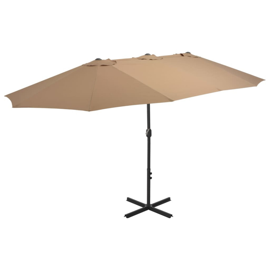 vidaXL Parasol met aluminium paal 460x270 cm taupe afbeelding 1