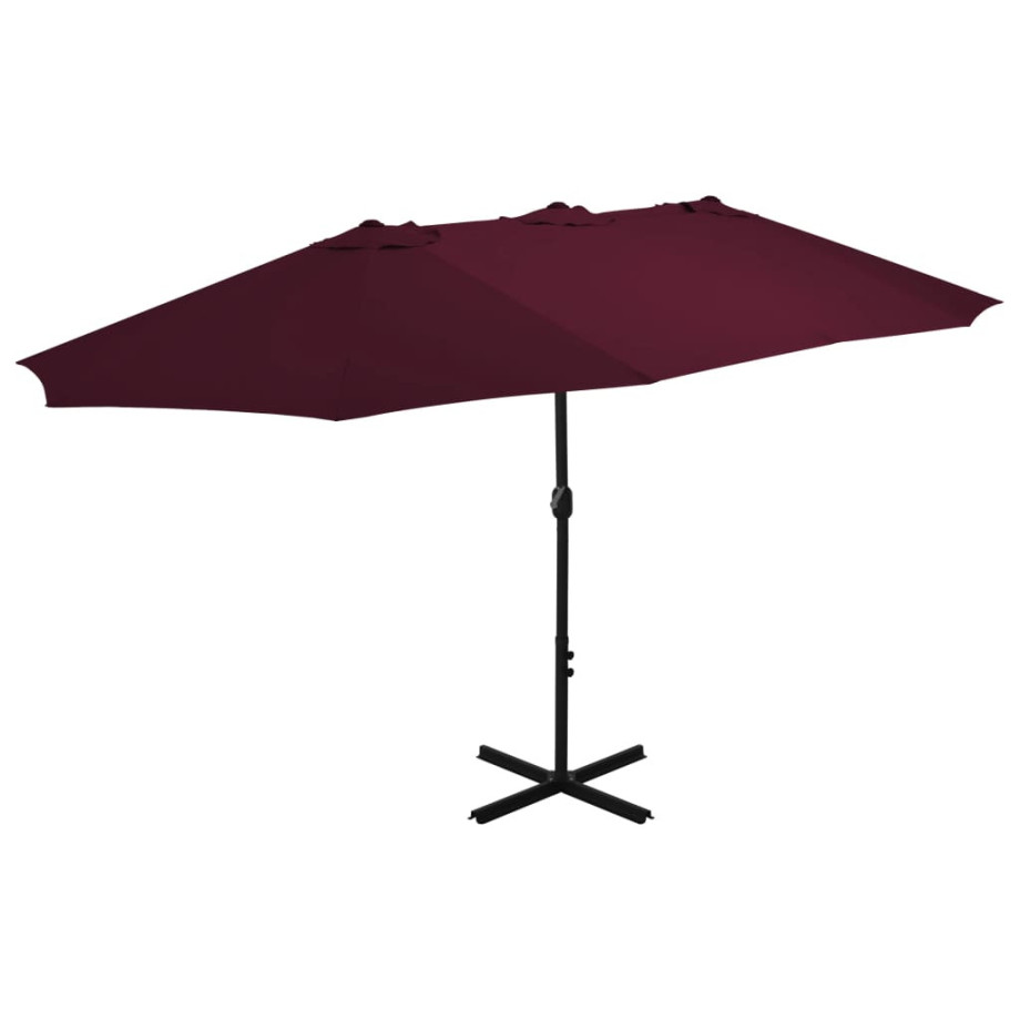 vidaXL Parasol met aluminium paal 460x270 cm bordeauxrood afbeelding 1