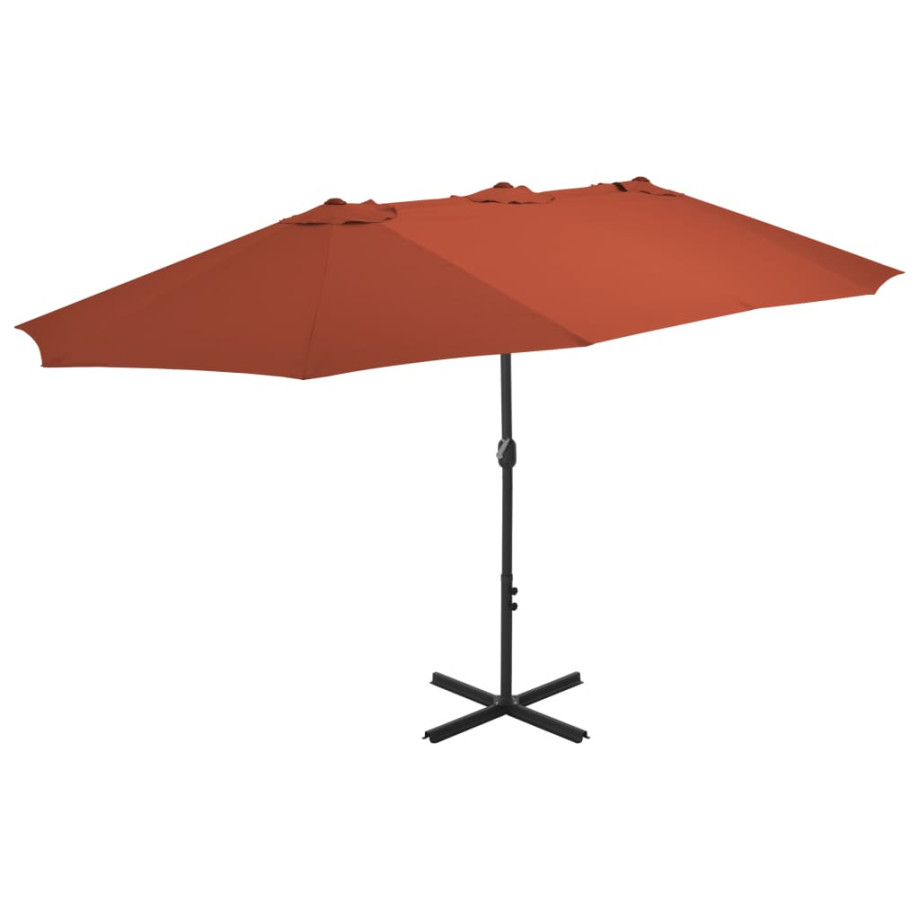 vidaXL Parasol met aluminium paal 460x270 cm terracotta afbeelding 1