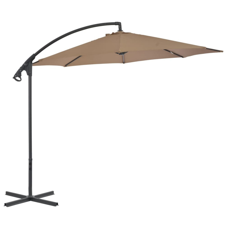 vidaXL Zweefparasol met stalen paal 300 cm taupe afbeelding 1