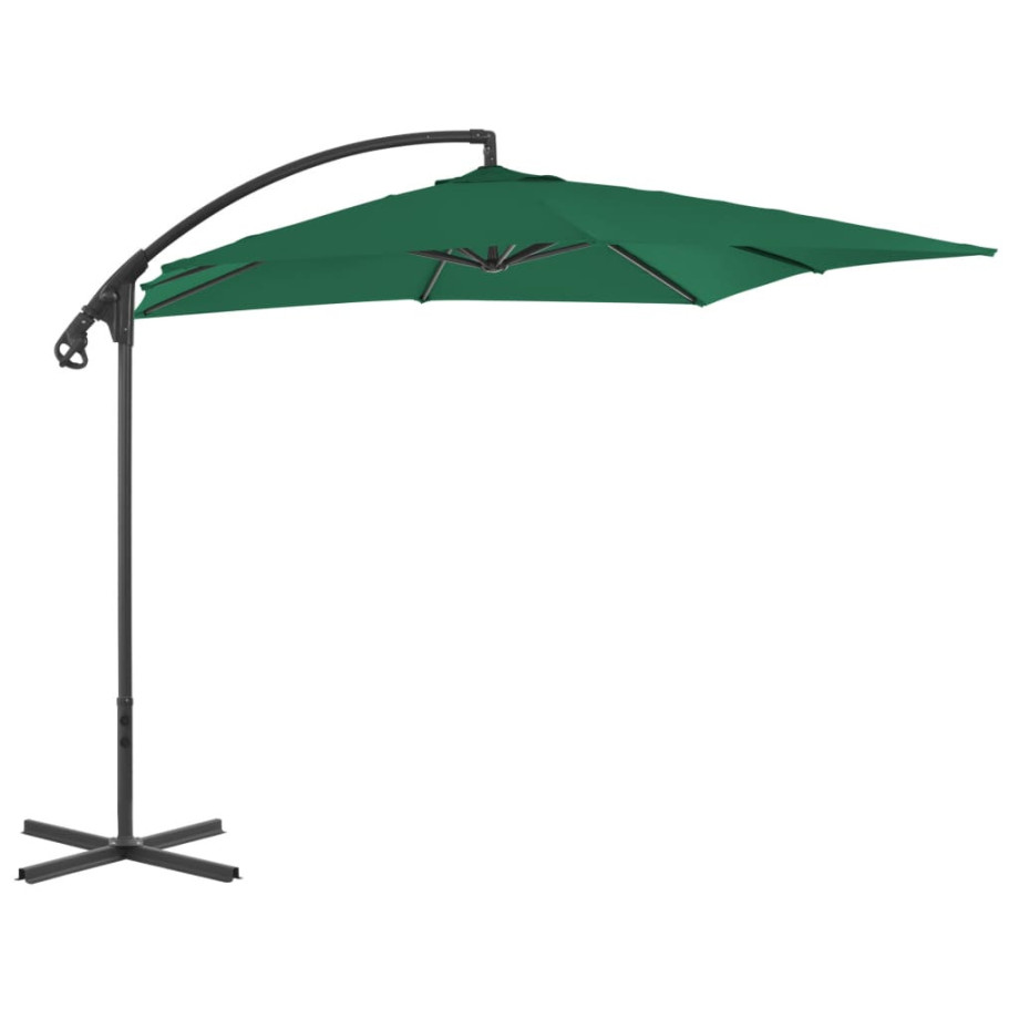 vidaXL Zweefparasol met stalen paal 250x250 cm groen afbeelding 1