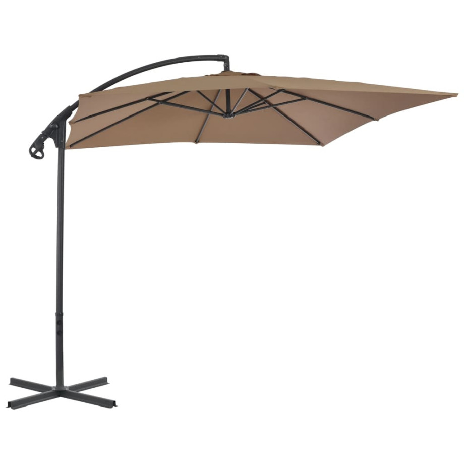 vidaXL Zweefparasol met stalen paal 250x250 cm taupe afbeelding 1