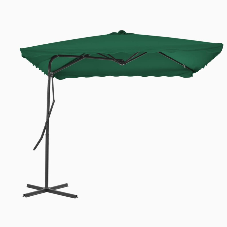 vidaXL Parasol met stalen paal 250x250 cm groen afbeelding 1