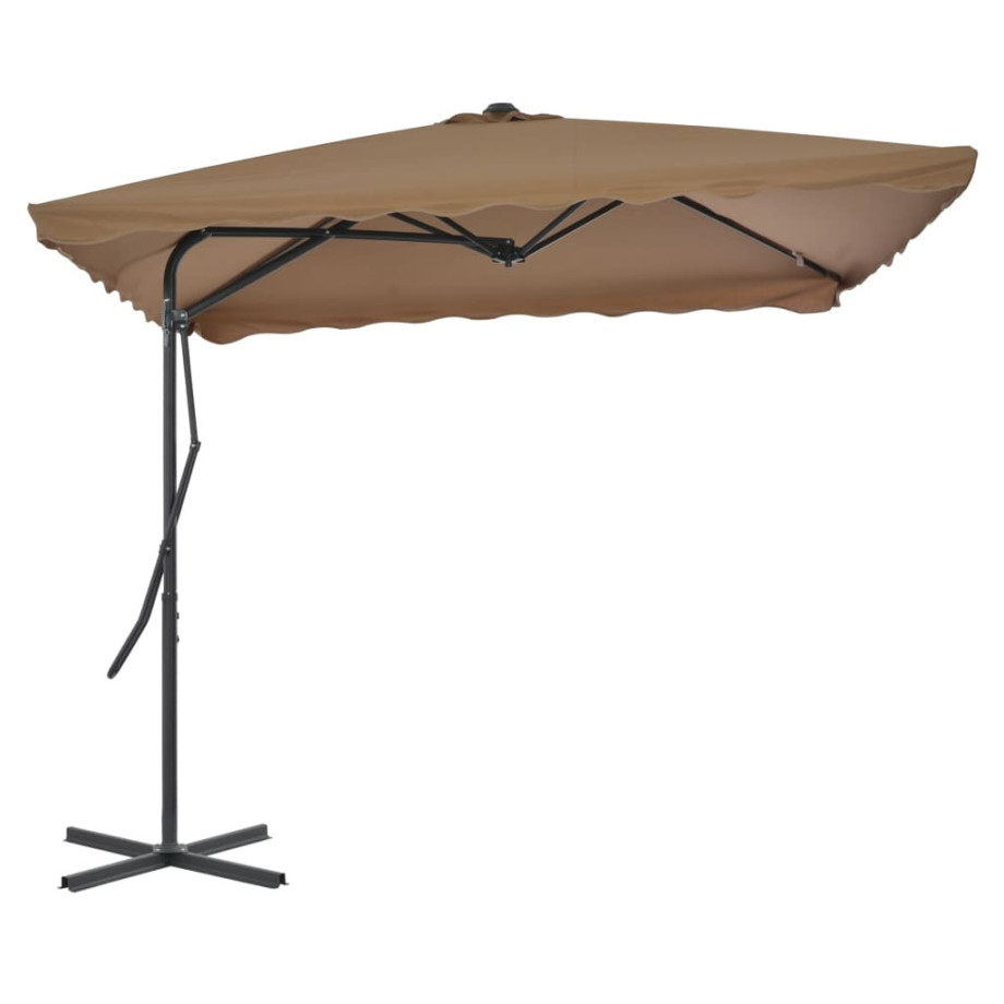 vidaXL Parasol met stalen paal 250x250 cm taupe afbeelding 1