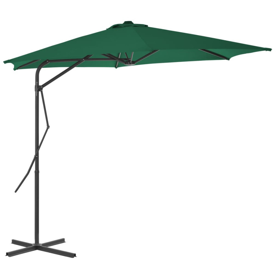 vidaXL Parasol met stalen paal 300 cm groen afbeelding 1