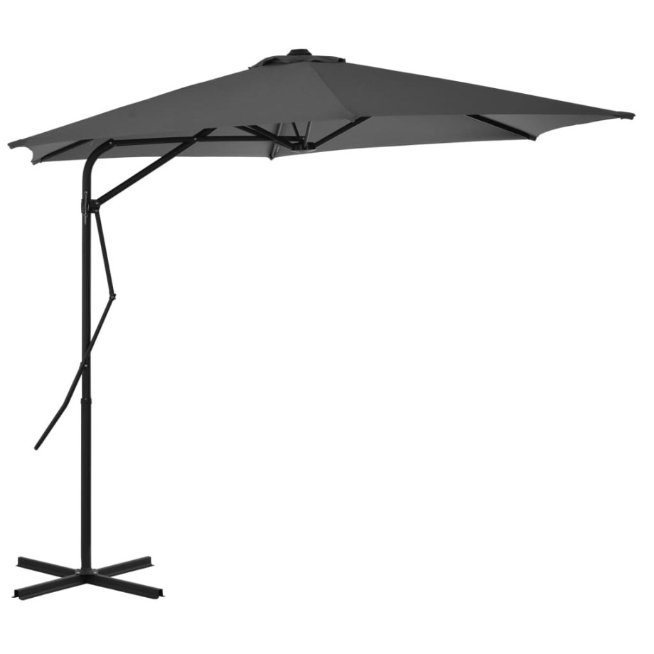 vidaXL Parasol met stalen paal 300 cm antraciet afbeelding 1