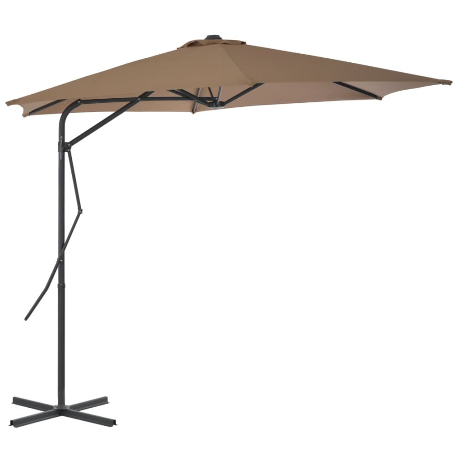 vidaXL Parasol met stalen paal 300 cm taupe afbeelding 1