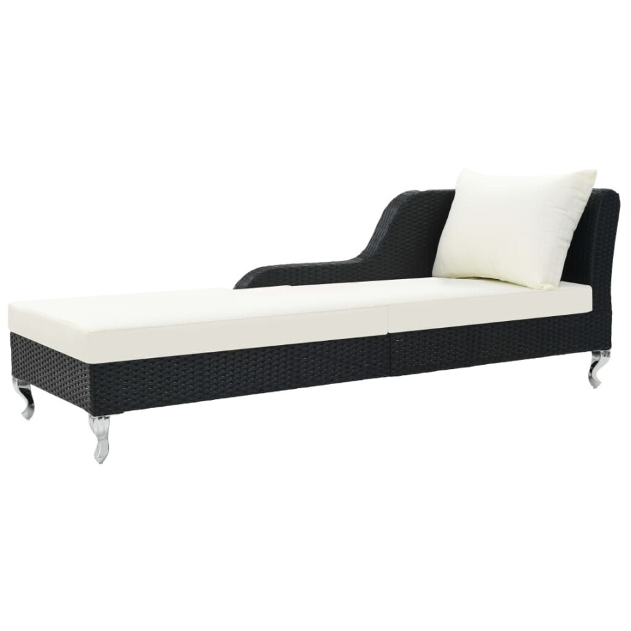 vidaXL Ligbed met kussen poly rattan zwart vidaXL Ligbed met kussen poly rattan zwart afbeelding 1