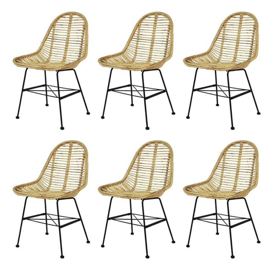 vidaXL Eetkamerstoelen rattan natuurlijk 6 st afbeelding 1