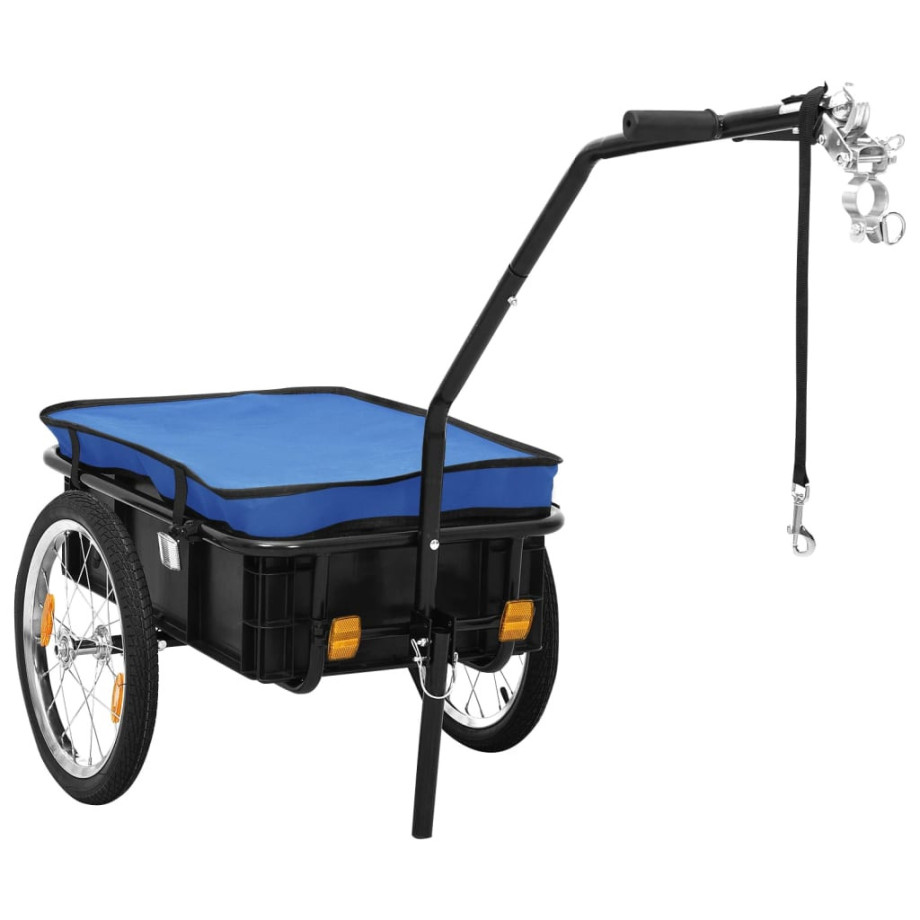 vidaXL Fietstrailer/trekwagen 155x60x83 cm staal blauw afbeelding 1