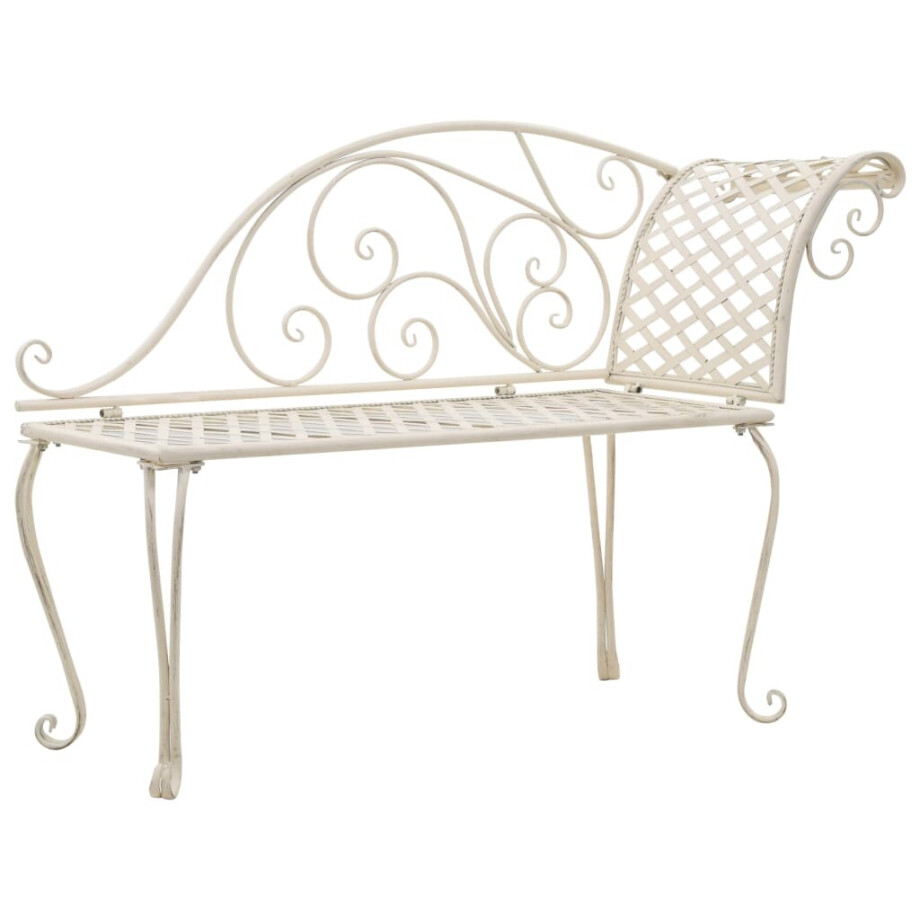 vidaXL Chaise longue 128 cm metaal antiekwit afbeelding 1