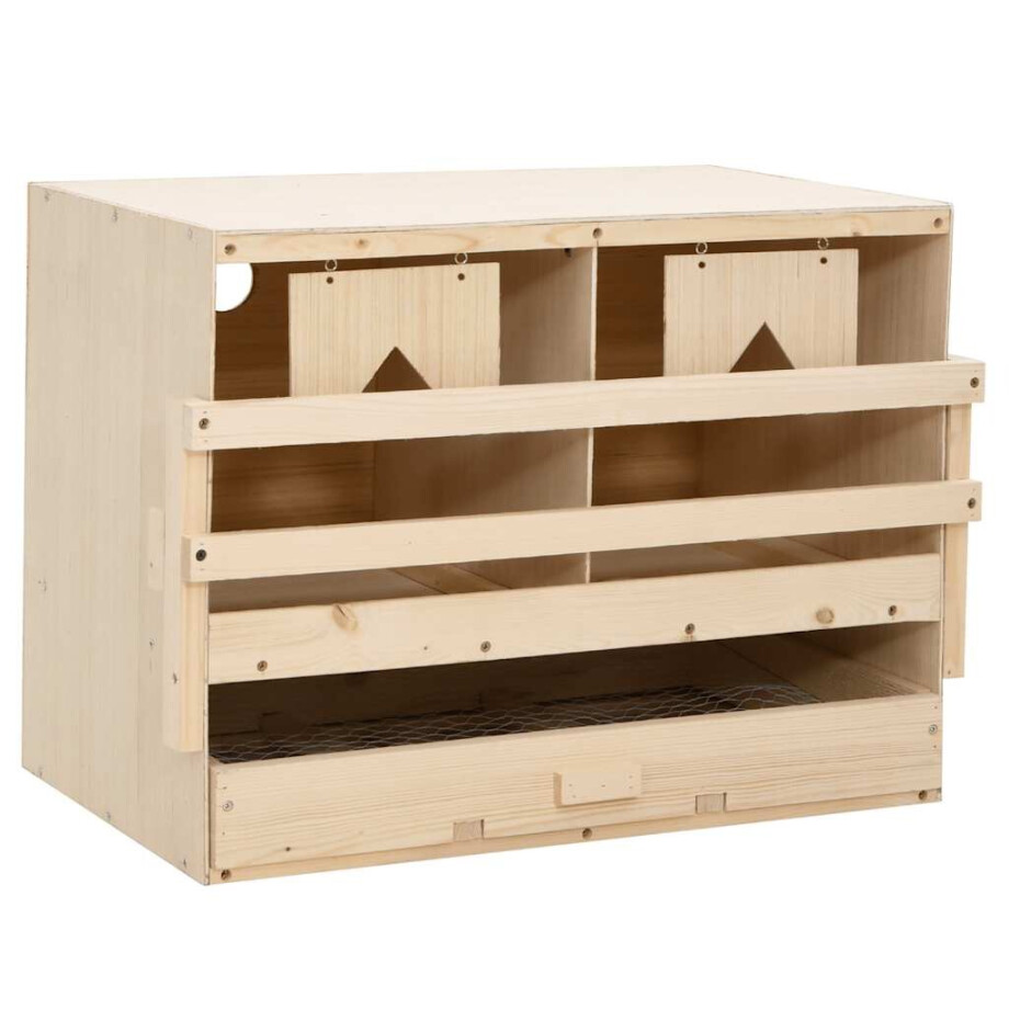 vidaXL Kippenlegkast 2 compartimenten 63x40x45 cm massief grenenhout afbeelding 1