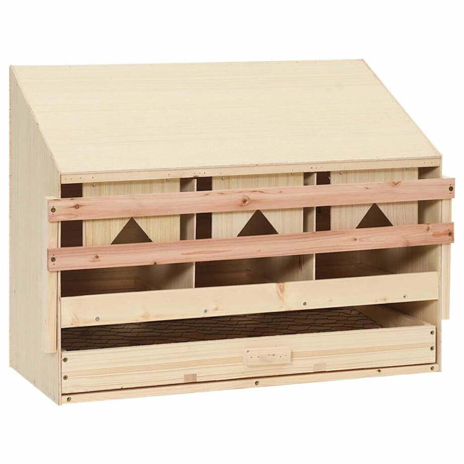 vidaXL Kippenlegkast 3 compartimenten 72x33x54 cm massief grenenhout afbeelding 1