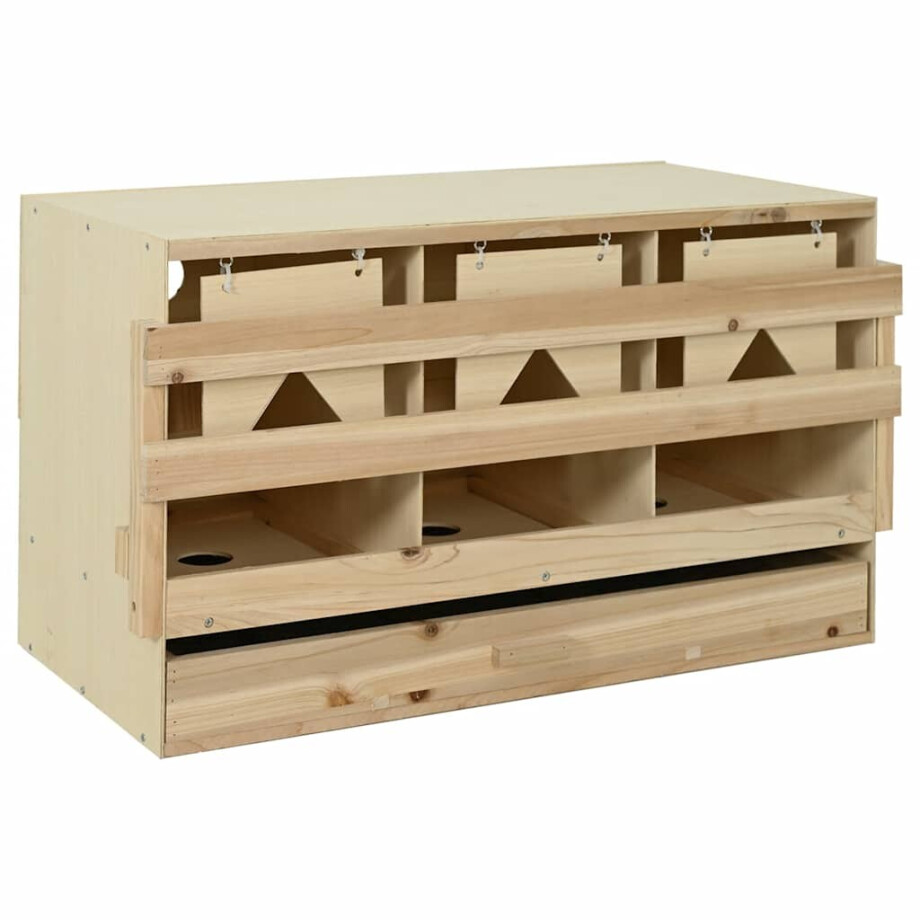 vidaXL Kippenlegkast 3 compartimenten 96x40x45 cm massief grenenhout afbeelding 1
