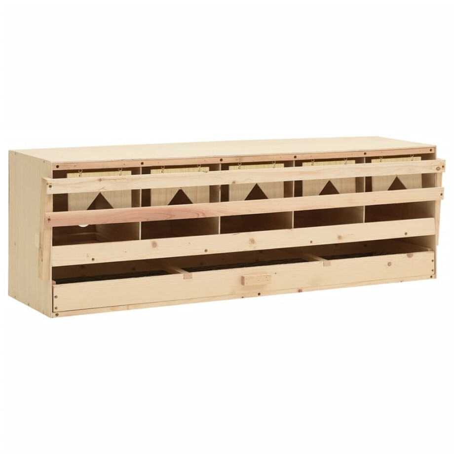 vidaXL Kippenlegkast 5 compartimenten 117x33x38 cm massief grenenhout vidaXL Kippenlegkast 5 compartimenten 117x33x38 cm massief grenenhout afbeelding 1