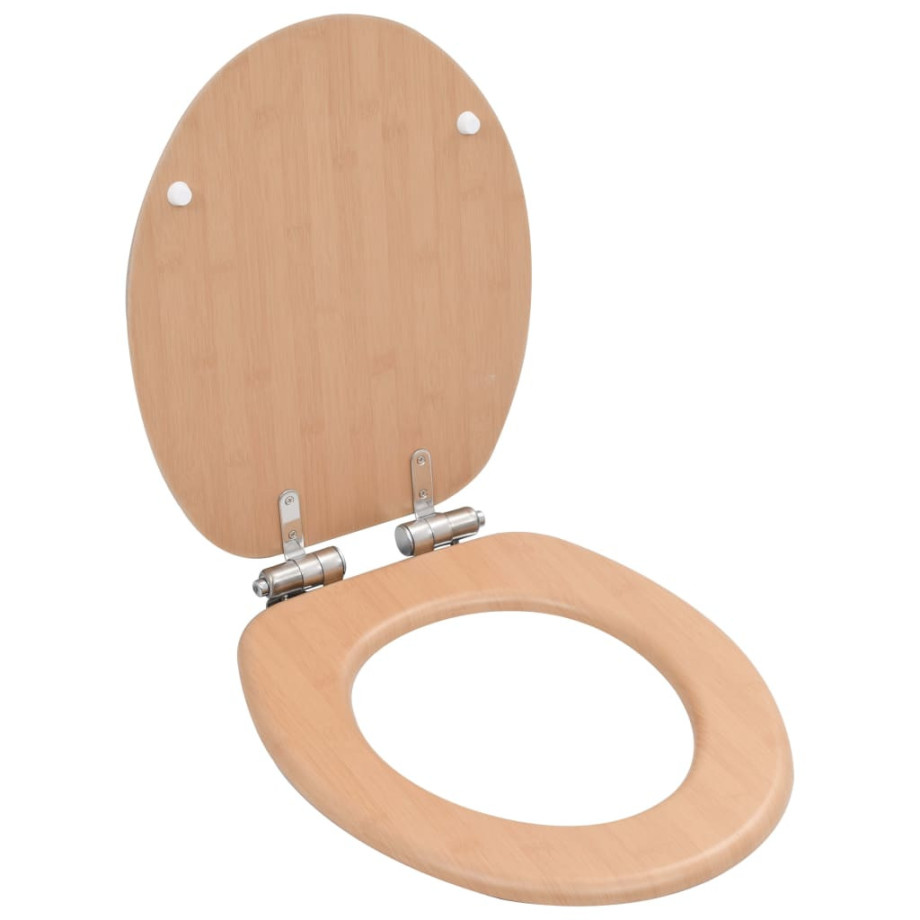 vidaXL Toiletbril met soft-close deksel bamboe MDF afbeelding 1